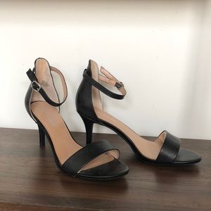 Kelly & Katie Black Leather Strappy Heel